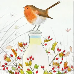 Emma Ball Milk Bottle Robin pack of 6 Christmas Cards- Christmas Cards|Christmas
