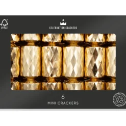 Heart and Soul Mini Gold Diamond 6in Christmas Crackers Box of 6- Christmas Crackers|Christmas