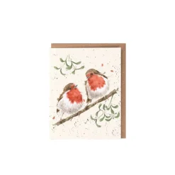 Wrendale Designs 'Mistletoe' Robin Christmas Gift Enclosure Card- Christmas|Greeting Cards