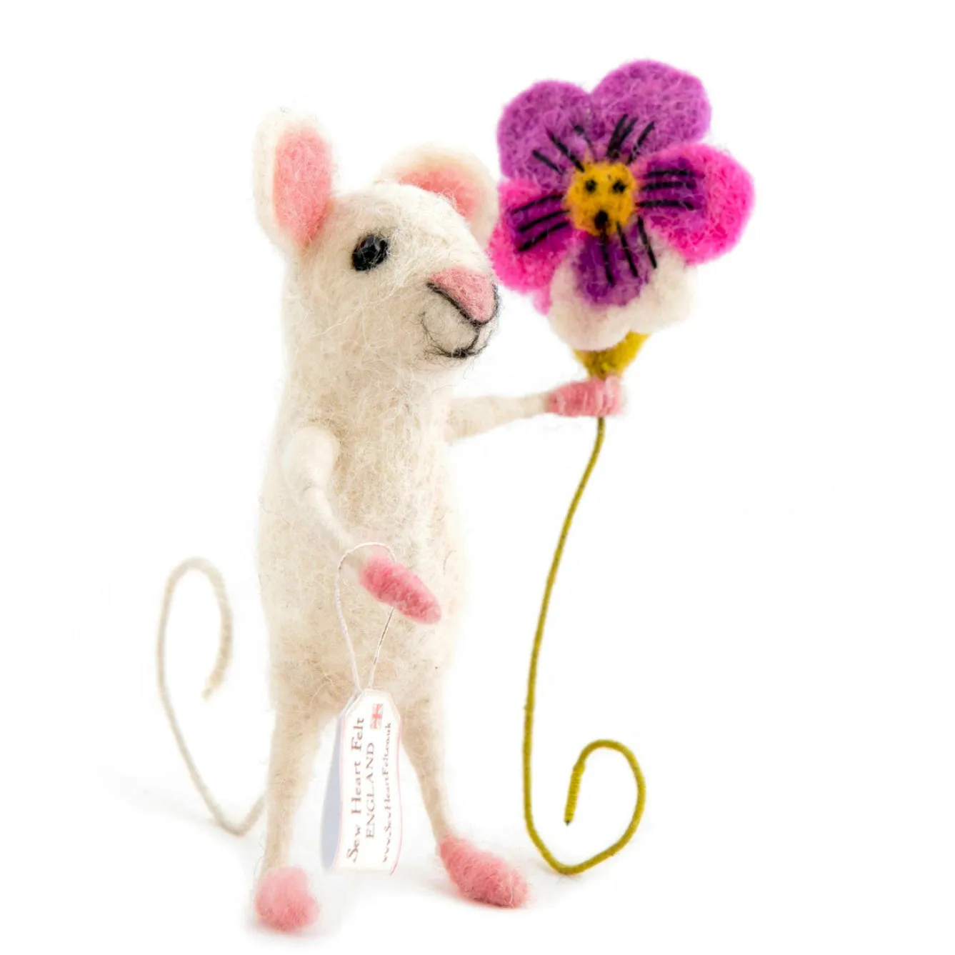 Sew Heart Felt Mouse Holding Pansy- Children