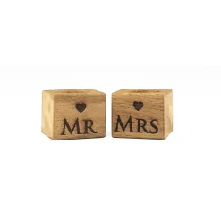 Selbrae Mr & Mrs Oak Egg Cups - Set of 2- Tea|Egg Cups