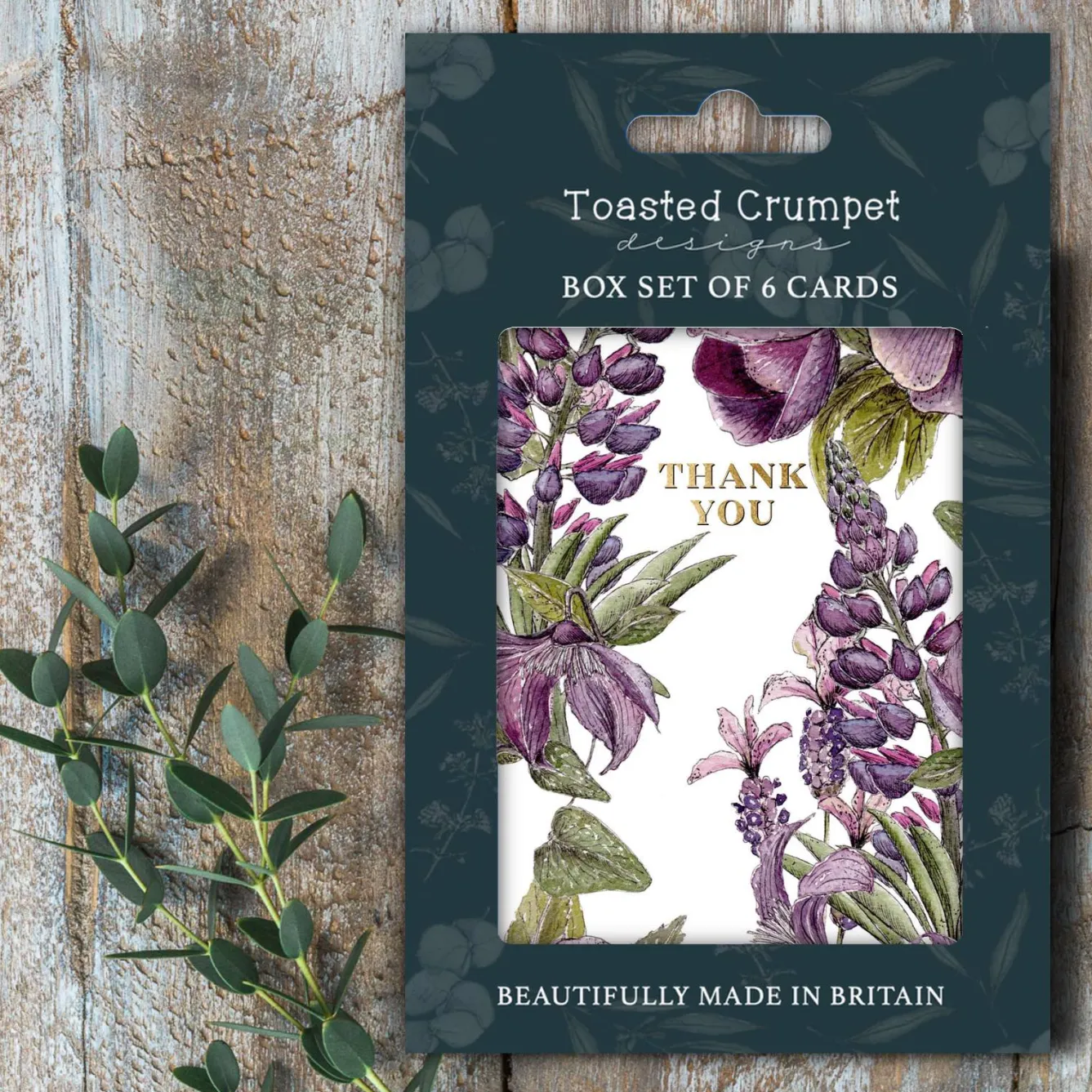 Toasted Crumpet Mulberry Box Set of 6 Thank You Cards- Stationery
