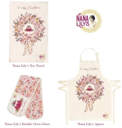 Nana Lily's Nana Lily's Christmas Wreath Tea Towel- Holiday Treats|Oven Gloves/Mitts