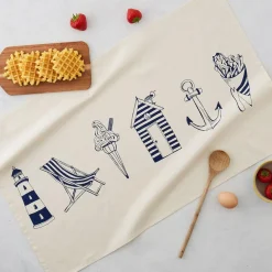 Victoria Eggs Nautical Beachscape Tea Towel- Tea|Tea Towels