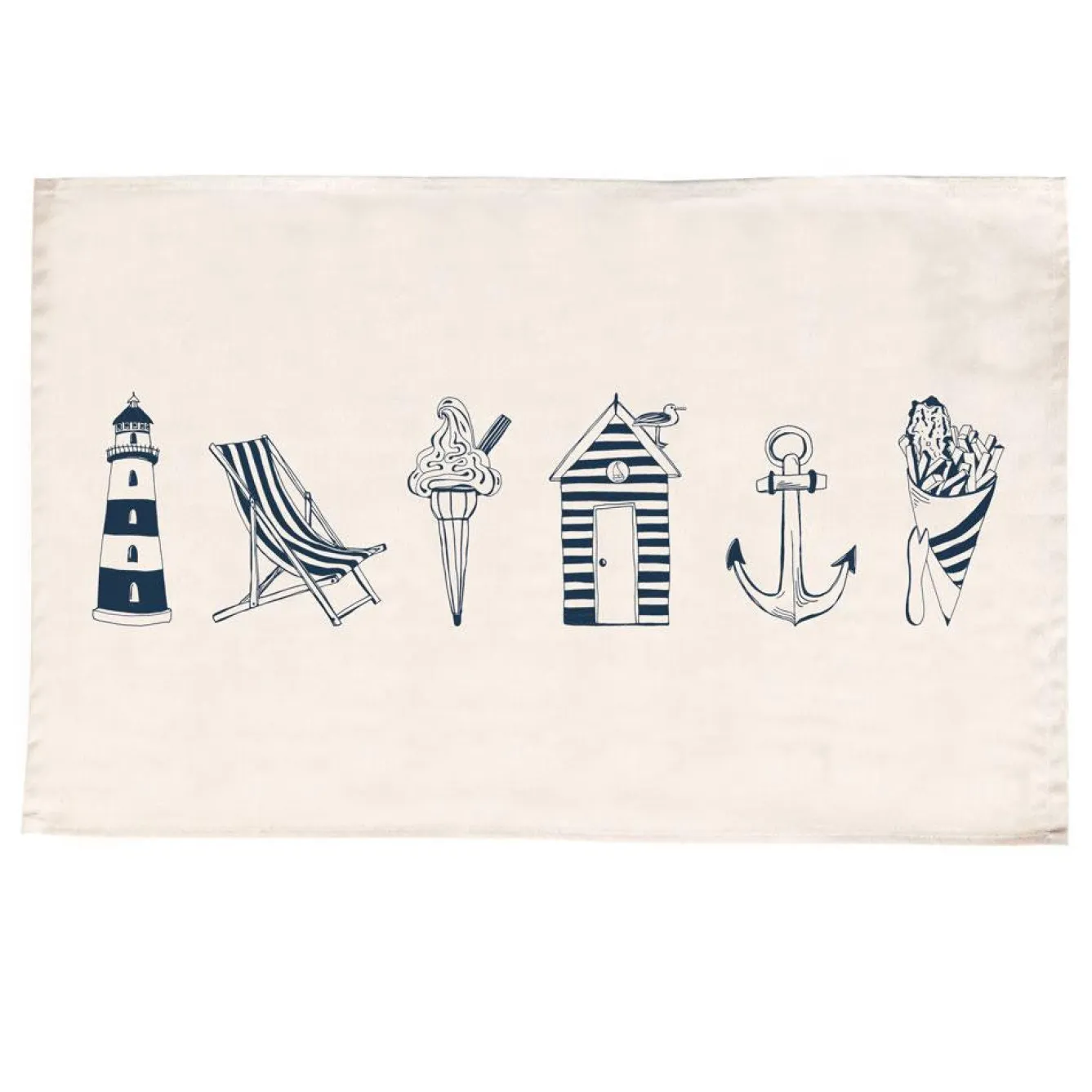 Victoria Eggs Nautical Beachscape Tea Towel- Tea|Tea Towels
