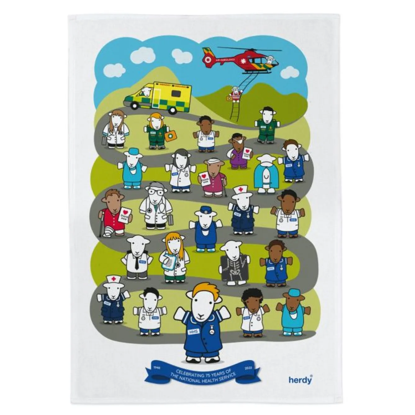 The Herdy Company NHS 75th Anniversary Cotton Tea Towel- Tea|Tea