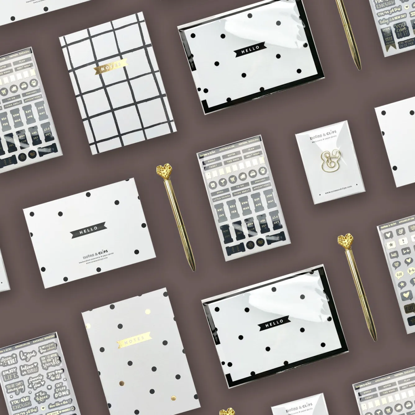 Notes & Clips Notes & Clips Black & Gold Stationery Box- Stationery