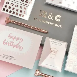 Notes & Clips Notes & Clips Blush & Rose Gold Stationery Box- Stationery