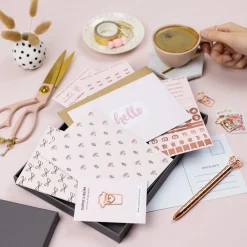Notes & Clips Notes & Clips Blush & Rose Gold Stationery Box- Stationery