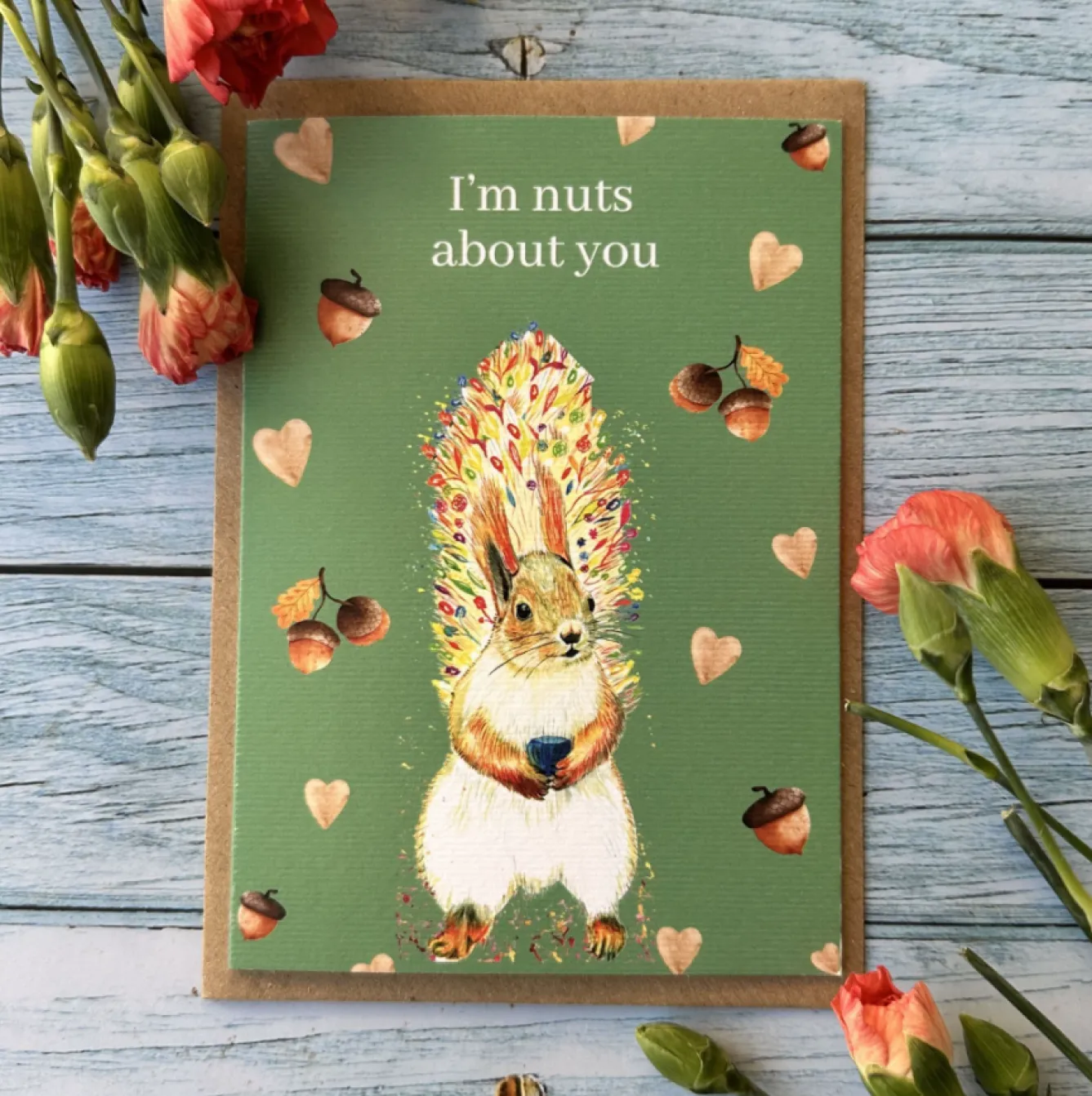 Jen Winnett Nuts About You Squirrel Eco-Card- Valentine's Day|Greeting Cards