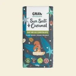 Gnaw Chocolate Oat Mi!lk Sea Salt and Caramel Chocolate Bar- Holiday Treats|Chocolate