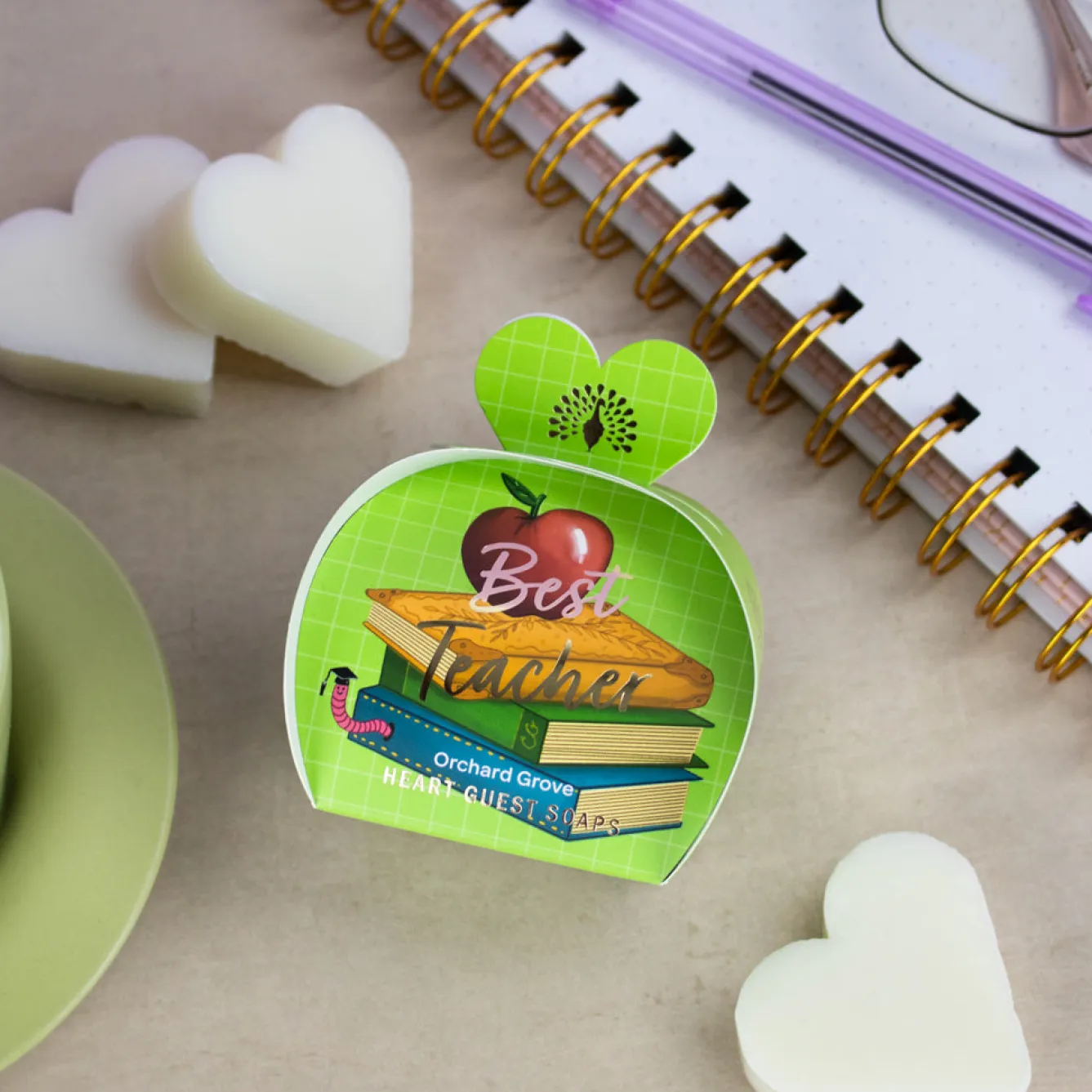 English Soap Company Occasions Orchard Grove Best Teacher Heart Guest Soaps- Soaps & Lotions
