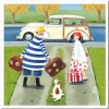 Emma Ball Off on Their Holidays Greetings Card- Greeting Cards