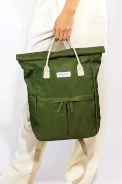 Kind Bag London Olive Green Hackney Medium Backpack- Bags