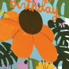 Roger La Borde Orange Cornflower, Birthday Laser Greeting Card- Greeting Cards