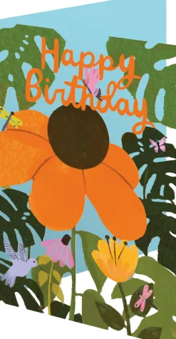Roger La Borde Orange Cornflower, Birthday Laser Greeting Card- Greeting Cards