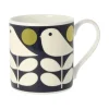 Orla Kiely Early Bird Dark Navy Bone China Mug- Tea|Bright Colors