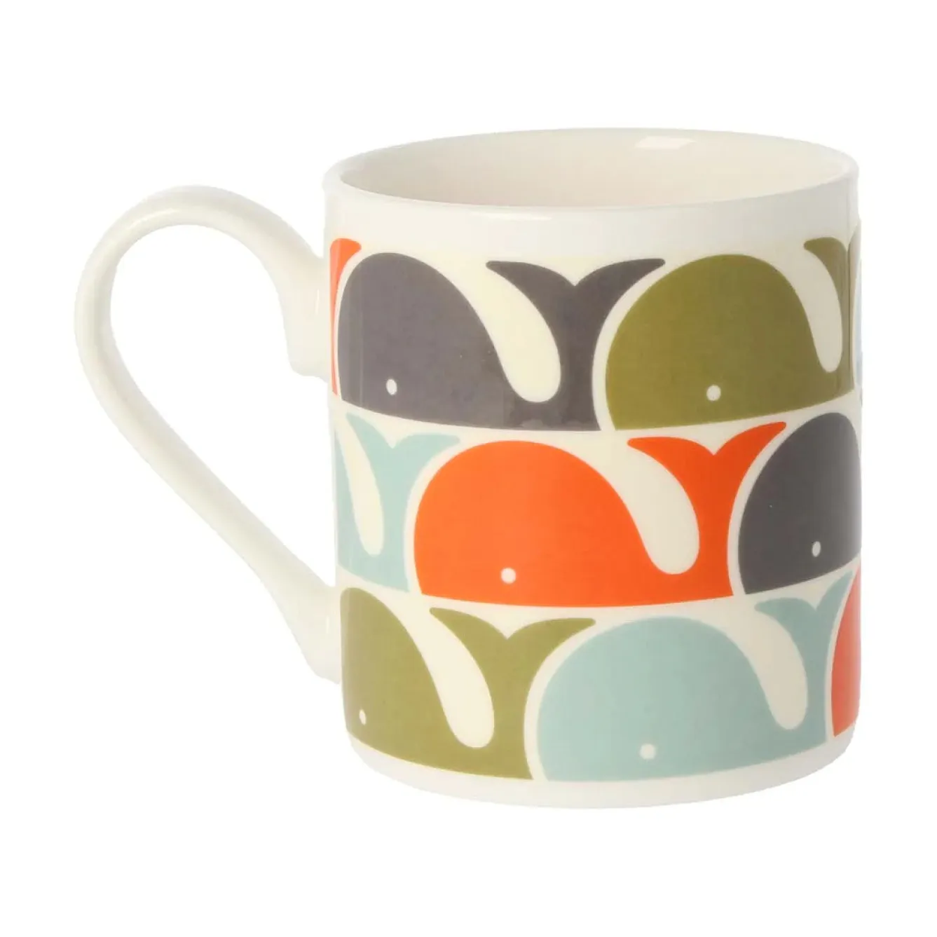 Orla Kiely Whale Orange Bone China Mug- Tea|Bright Colors