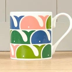 Orla Kiely Whale Pink Bone China Mug- Tea|Bright Colors