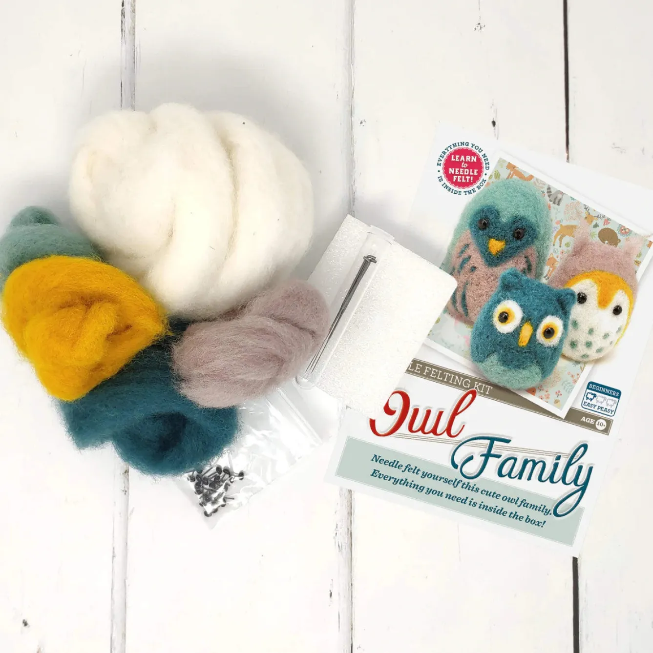 The Crafty Kit Co. Owl Family Needle Felting Kit- Crafts