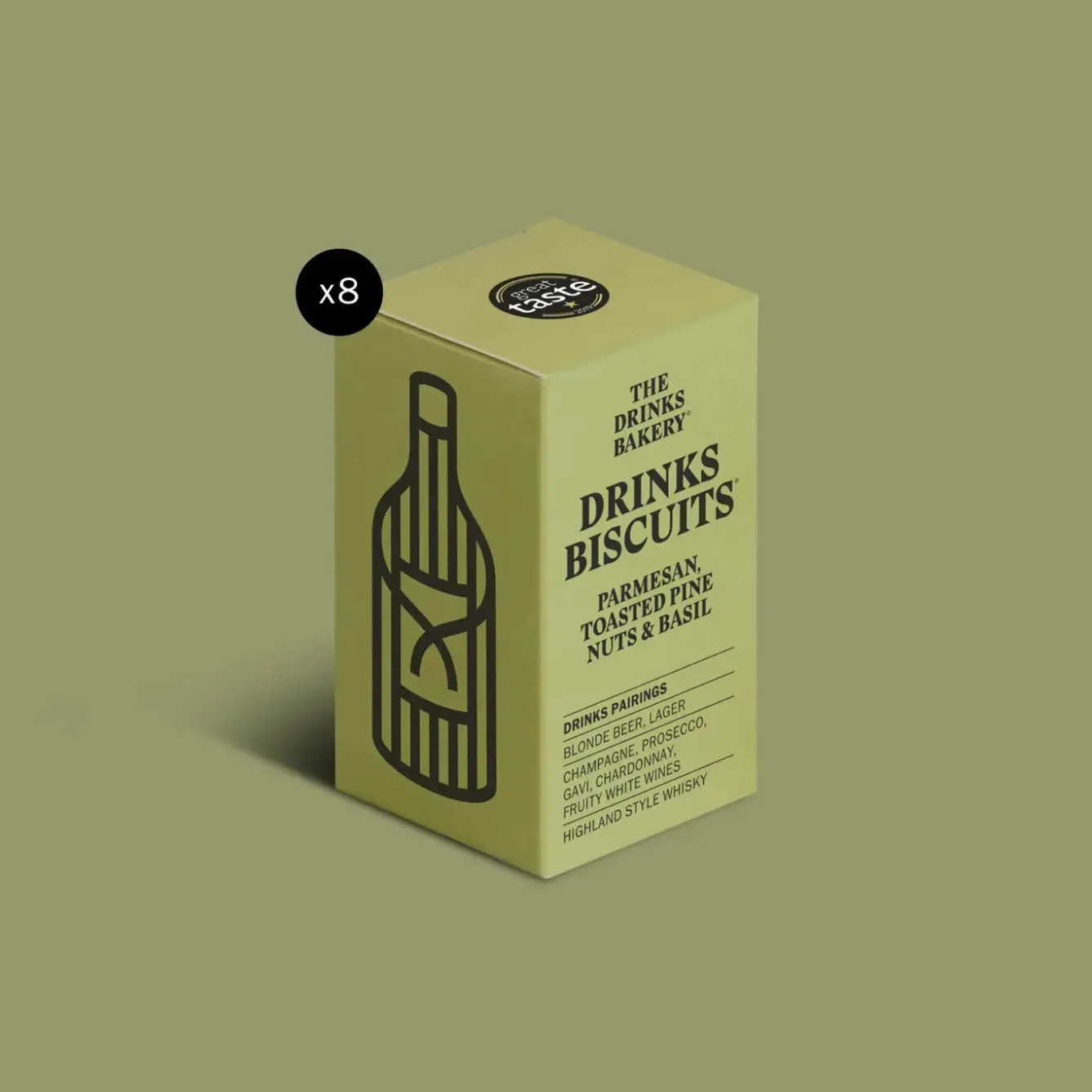 The Drinks Bakery Parmesan, Toasted Pine Nuts and Basil Drinks Biscuits 36g- Tea|Snacks & Crackers