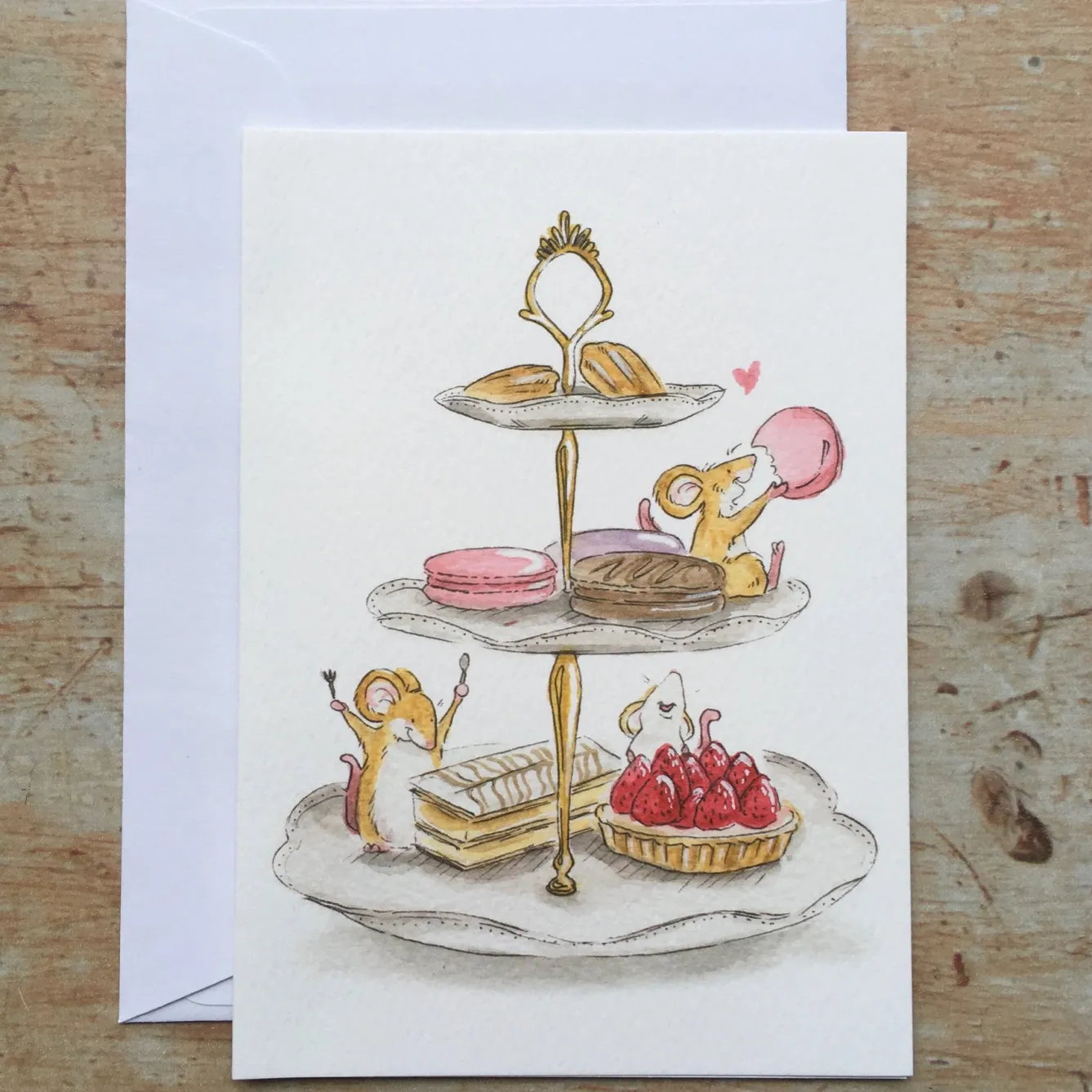 Ellie Hooi Illustration Patisserie Mice Greeting Card- Greeting Cards