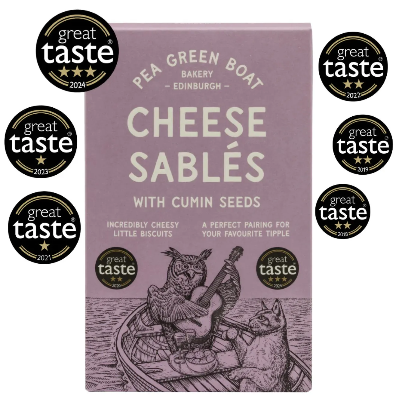 Shortbread House of Edinburgh Pea Green Boat Bakery Cheese Sablés with Cumin Seeds- Snacks & Crackers