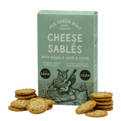 Shortbread House of Edinburgh Pea Green Boat Bakery Cheese Sablés with Nigella Seed & Chive- Snacks & Crackers