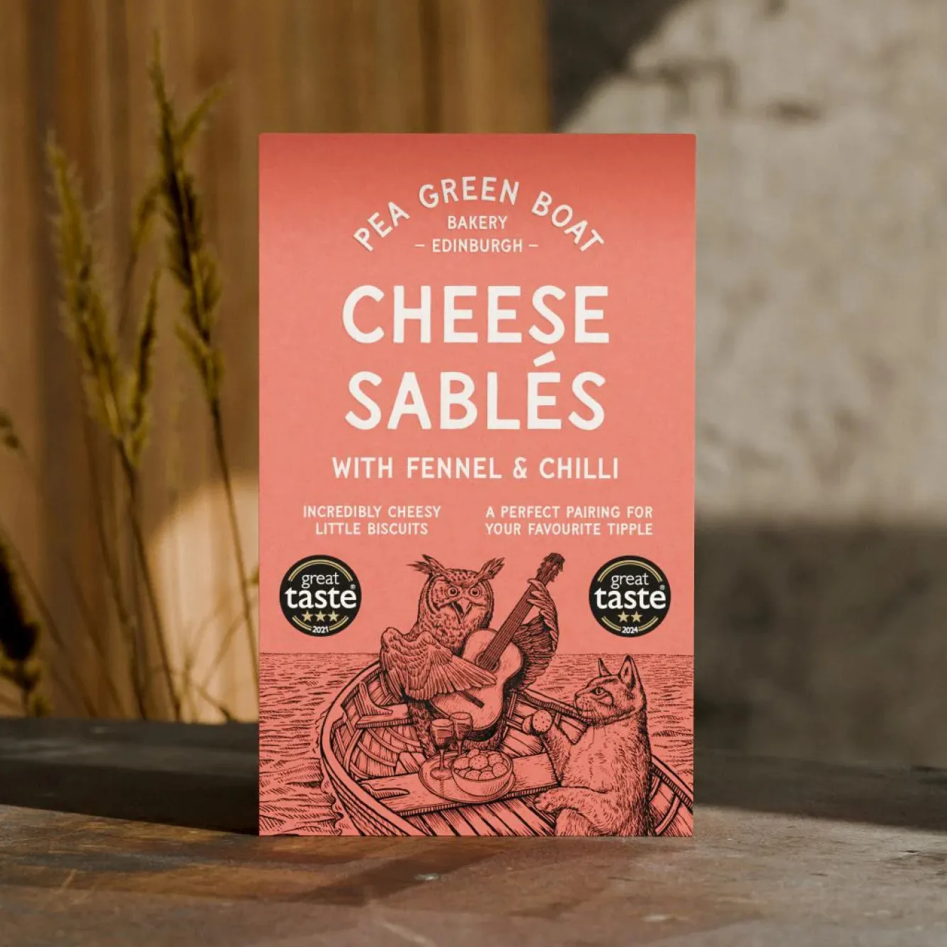 Shortbread House of Edinburgh Pea Green Boat Bakery Cheese Sablés with Fennel & Chilli- Snacks & Crackers