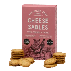 Shortbread House of Edinburgh Pea Green Boat Bakery Cheese Sablés with Fennel & Chilli- Snacks & Crackers