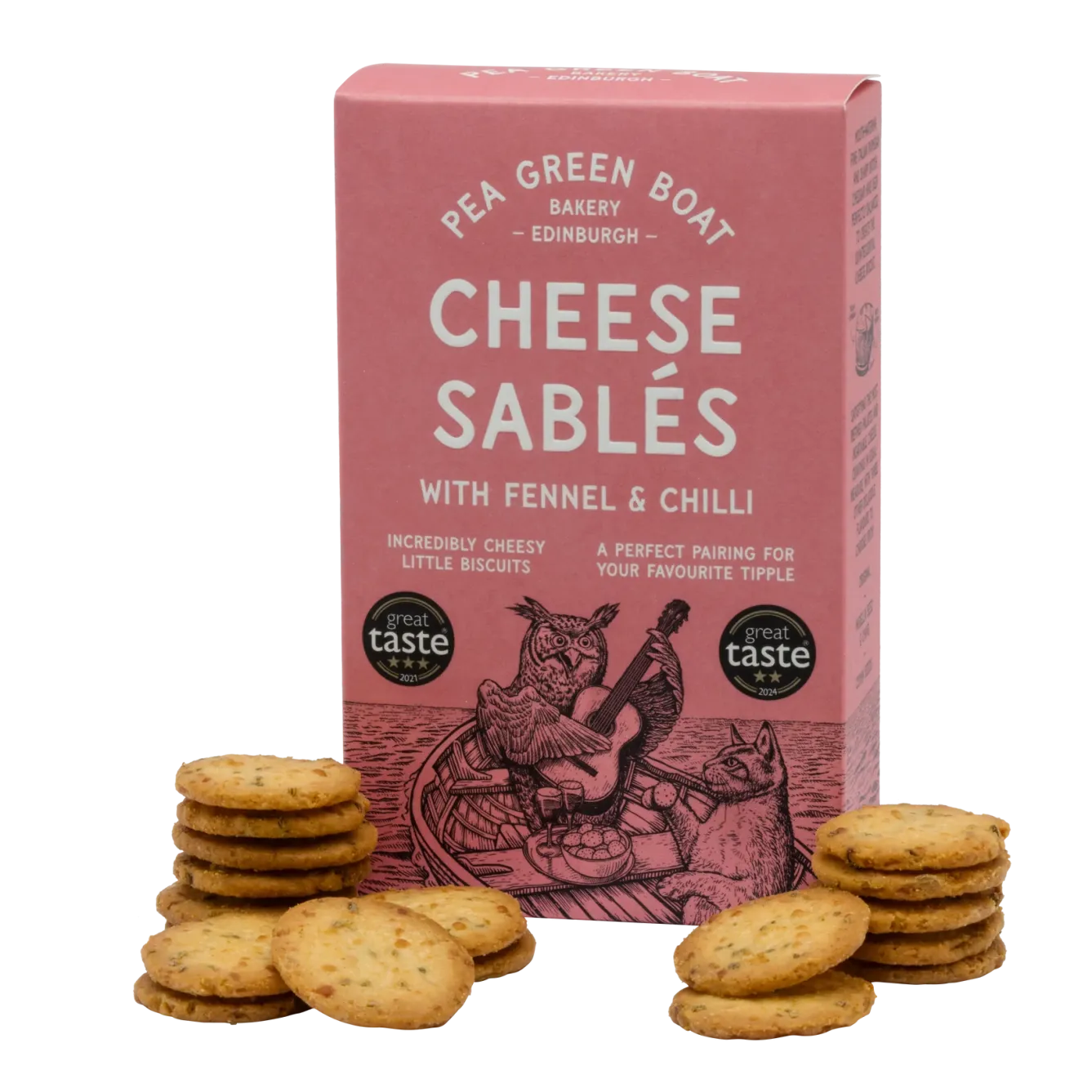 Shortbread House of Edinburgh Pea Green Boat Bakery Cheese Sablés with Fennel & Chilli- Snacks & Crackers