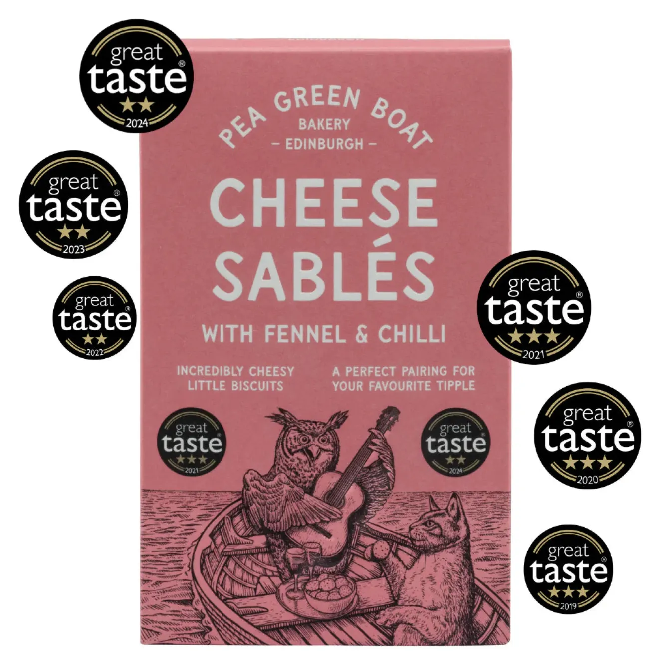 Shortbread House of Edinburgh Pea Green Boat Bakery Cheese Sablés with Fennel & Chilli- Snacks & Crackers