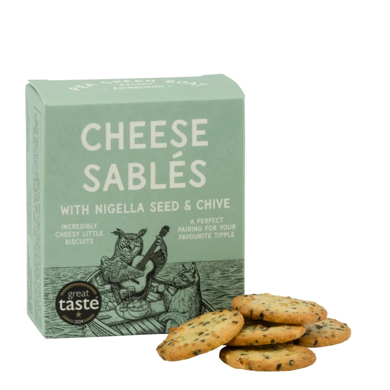 Shortbread House of Edinburgh Pea Green Boat Bakery Cheese Sablés Selection Box- Snacks & Crackers