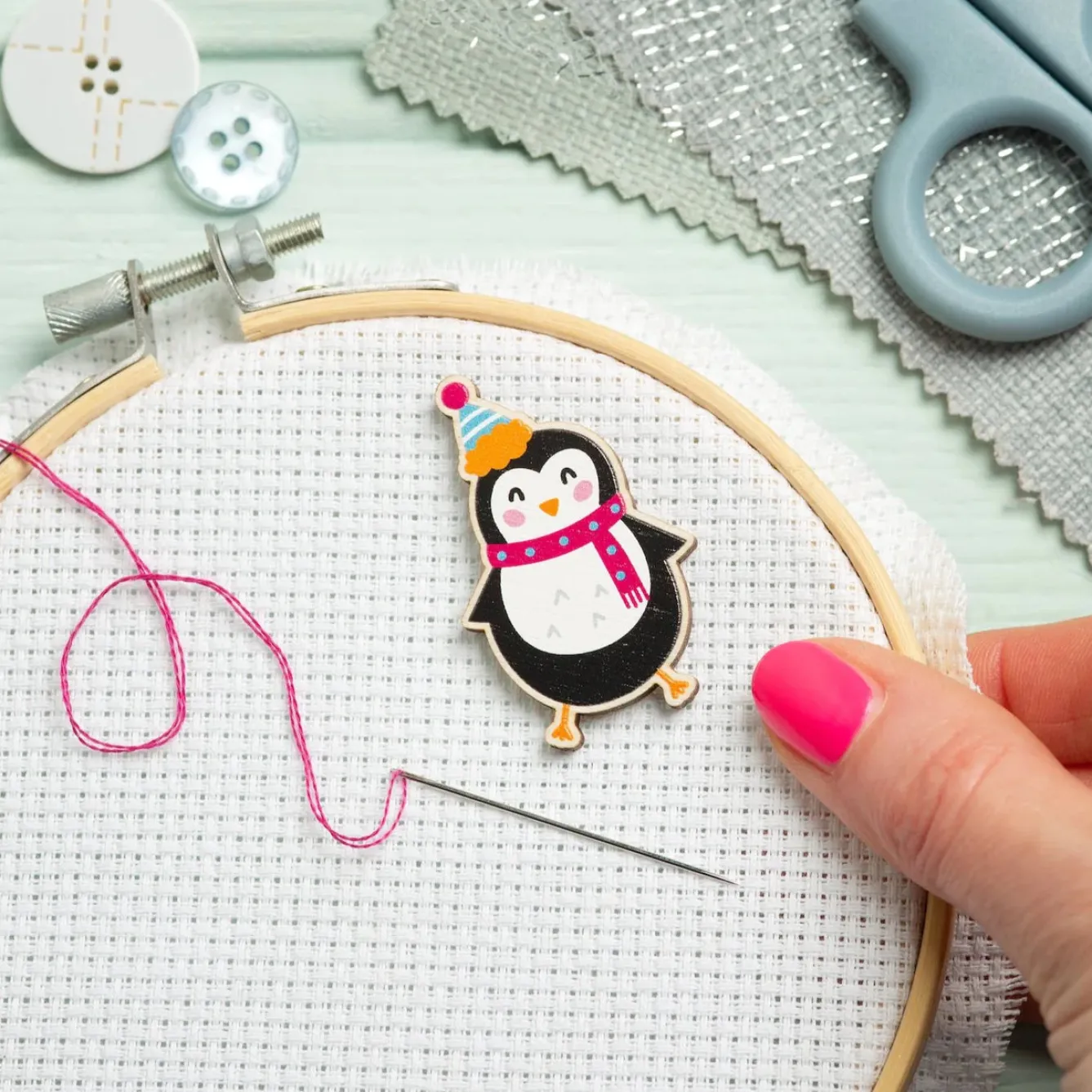 Hawthorn Handmade Penguin Magnetic Needle Holder- Crafts