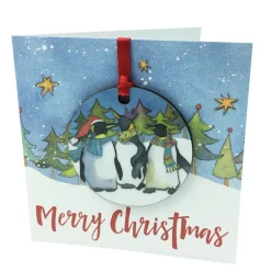 Emma Ball Penguins Melamine Bauble Card- Christmas Decorations|Christmas Cards