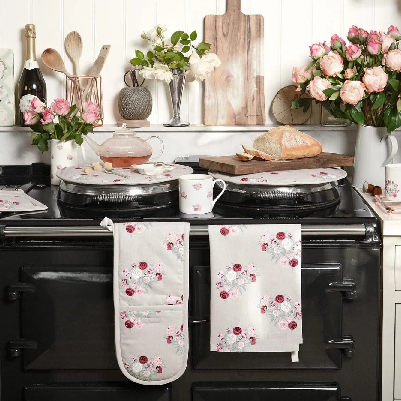 Sophie Allport Peony Tea Towel- Tea|Tea