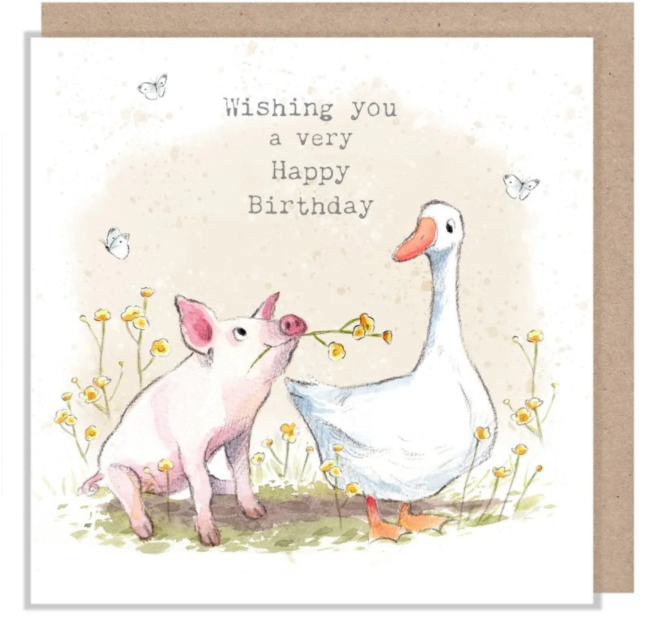 Paper Shed Design Pig and Goose "Wishing you a very Happy Birthday" Greetings Card- Greeting Cards