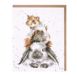 Wrendale Designs 'Piggy in the Middle' Blank Greetings Card- Greeting Cards