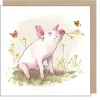 Paper Shed Design Pig With Flowers Greetings Card- Greeting Cards
