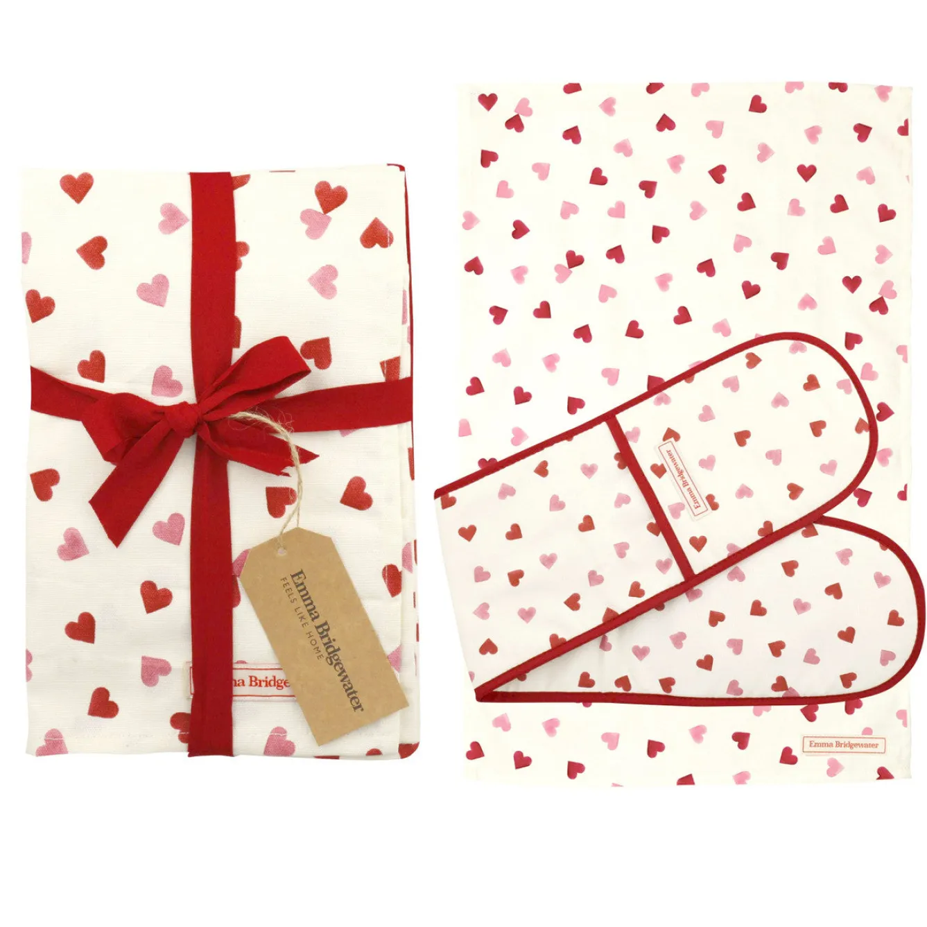 Emma Bridgewater Pink Hearts Oven Glove & Tea Towel Set- Valentine's Day|Tea