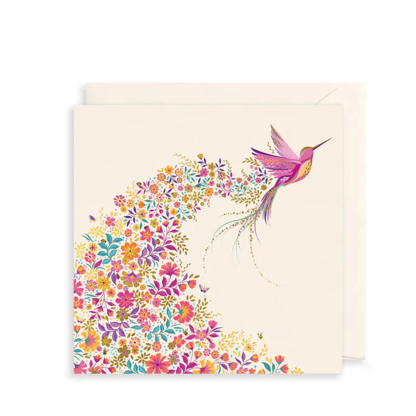 The Art File Pink Hummingbird Greeting Card by Sara Miller- Greeting Cards