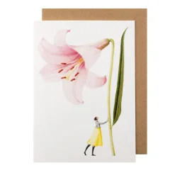 Laura Stoddart Pink Lily Blank Greetings Card- Greeting Cards
