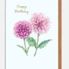Lottie Murphy Pink Orange Dahlia Birthday Card- Gardening
