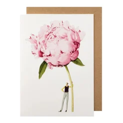 Laura Stoddart Pink Peony Blank Greetings Card- Greeting Cards