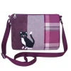 Earth Squared Bags Plum Tweed Cat Applique Messenger Bag- Bags