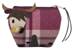 Earth Squared Bags Plum Winton Highland Cow Tweed  Purse- Bags