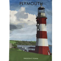 Town Towels Plymouth - Smeatons's Tower Tea Towel- Tea|Tea Towels