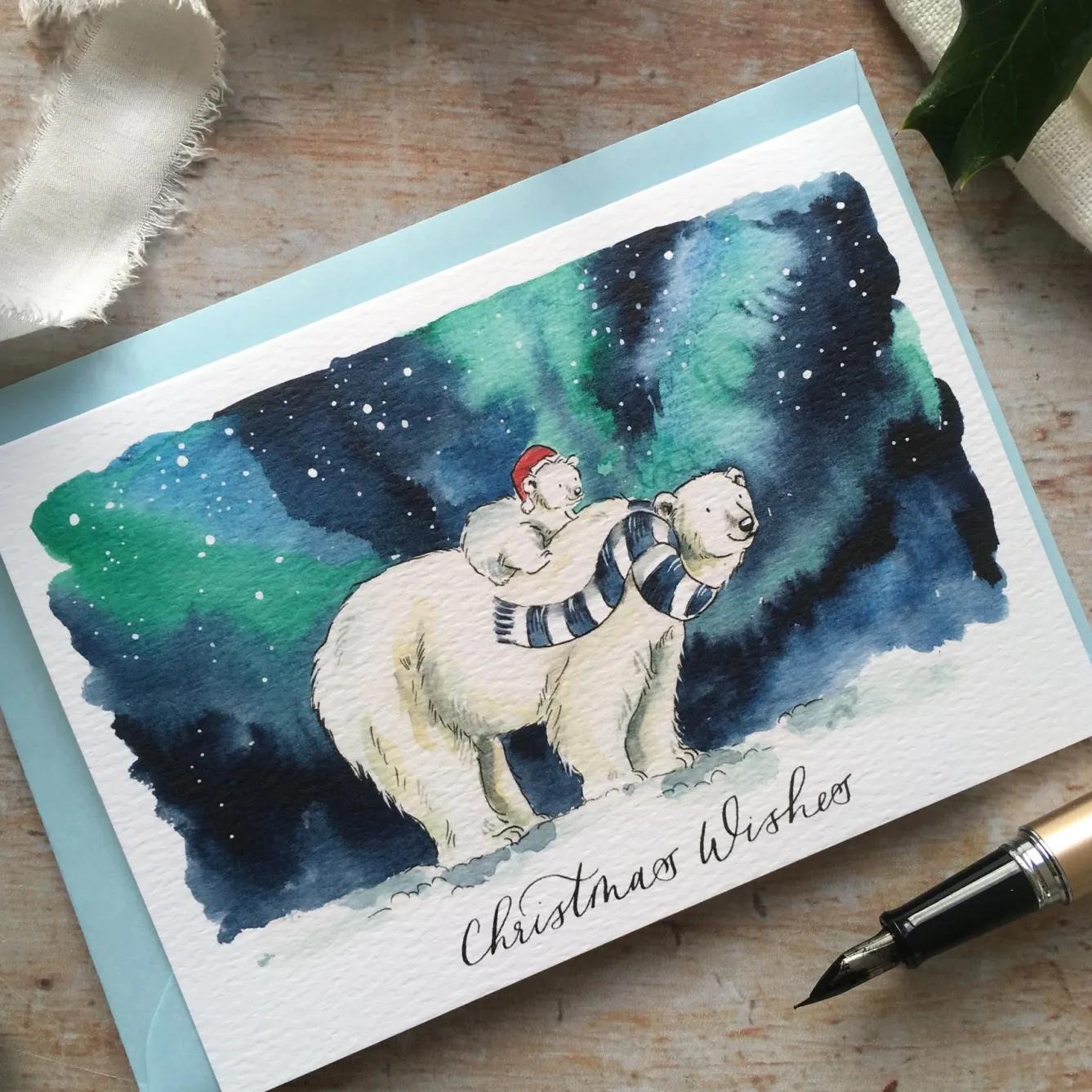Ellie Hooi Illustration Polar Bear and Cub Christmas Card- Christmas Cards|Greeting Cards