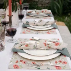 Sophie Allport Poppy Meadow Napkins - Set of 4- Tea