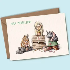 Bewilderbeest Pork Medallions Greetings Card- Greeting Cards
